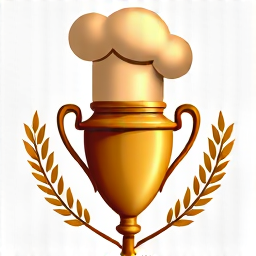 Icône d'un trophée doré avec une toque de chef, représentant un prix gastronomique parisien.