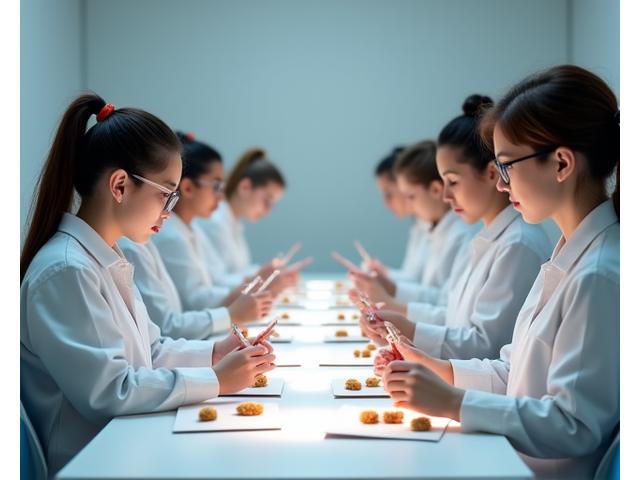 Groupe de personnes dégustant et évaluant des produits alimentaires dans une salle de test sensoriel dédiée