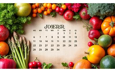 Illustration d'un calendrier saisonnier des produits frais