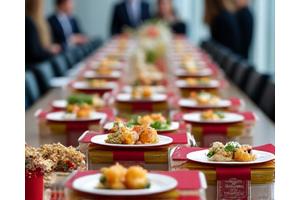 Repas traiteur divers et variés arrangés pour un événement d'entreprise