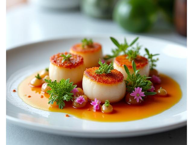 Menu dégustation fusion asiatique et française avec des couleurs vives