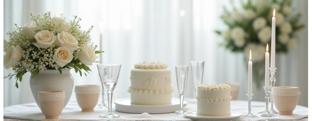 Bébé et membres de la famille autour d'une table décorée pour un baptême