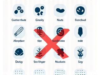 Icônes représentant les allergènes alimentaires, avec un symbole de croix rouge.