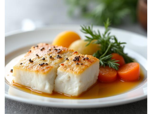 Repas léger et nutritif adapté aux seniors, avec des légumes cuits à la vapeur et une petite portion de poisson.