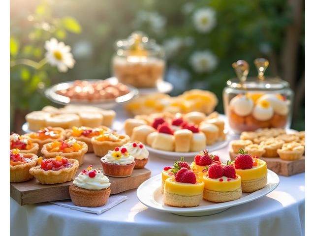 Buffet de baptême avec plats colorés et desserts pour enfants