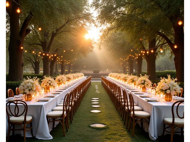 Réception de mariage champêtre dans un jardin fleuri
