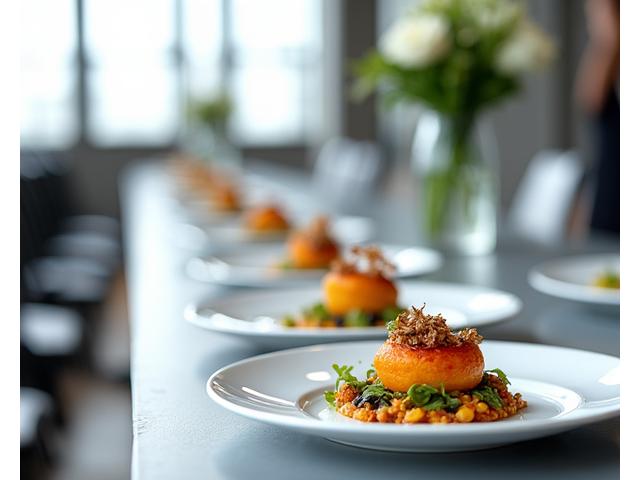 Mariage moderne avec plats individuels servis